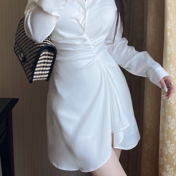 BRAND NEW silky shirt dress - white - Picture 2 of 8